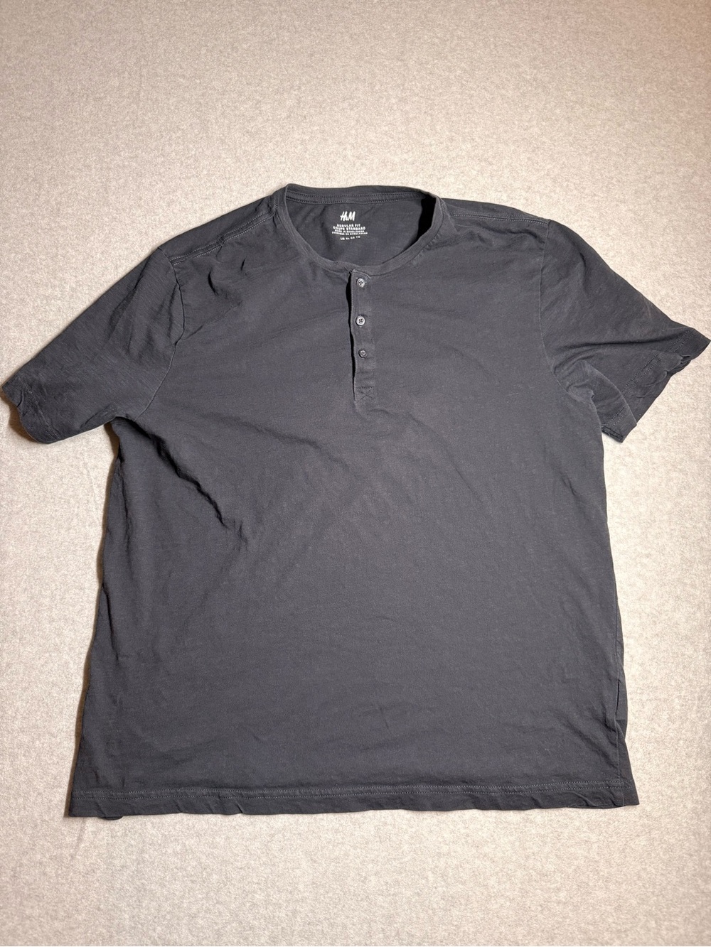 H&M Black Short-Sleeve Henley Tee
